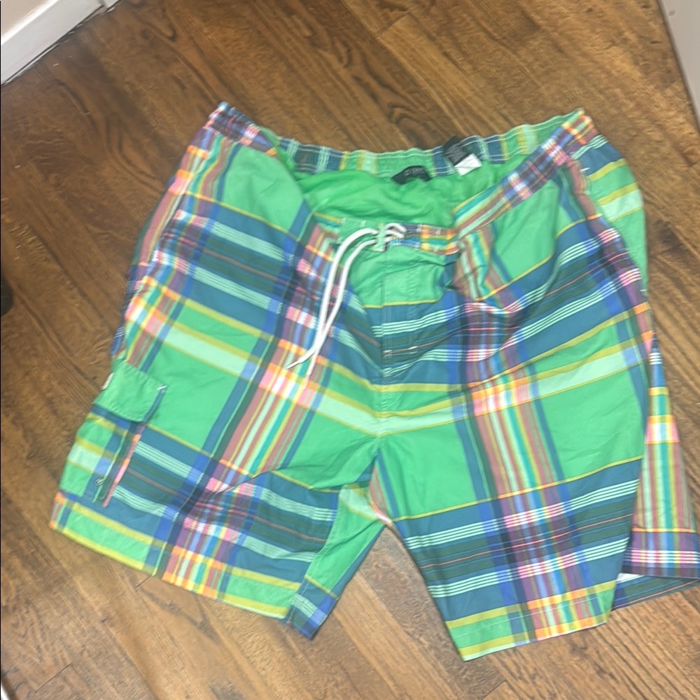 Chaps Green and Blue Board Shorts with Bold Plaid Design 3XB